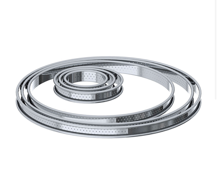 Cercle à tarte cannelé perforé inox De Buyer